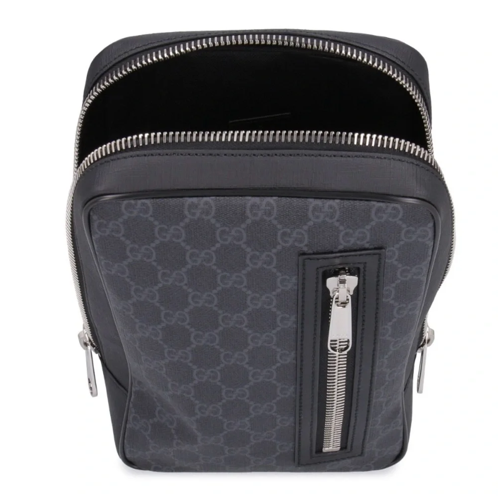 Gucci Black Monogram Crossbody Bag with Red and Blue Strap - Picture 4 of 13